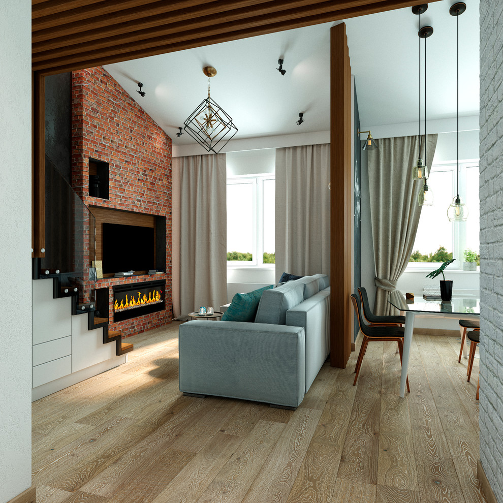 Студия с элементами лофта. Studio with Loft elements for a young family