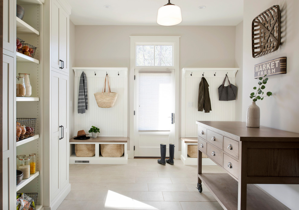 This is an example of a country mudroom in Raleigh.