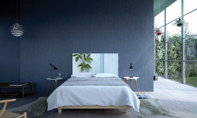 Blue Wall Design In Modern Scandinavian Bedroom