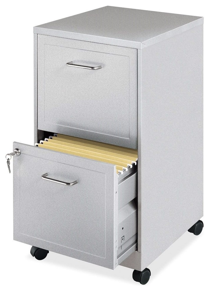 Gray Silver Metal 2 Drawer File Cabinet With Casters Contemporary Filing Cabinets By Hilton Furnitures