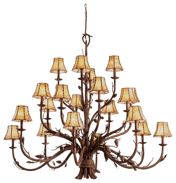 Ponderosa 60"x54" 20-Light Rustic Lodge Large Chandeliers ...