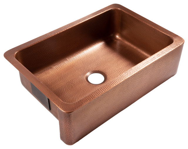 Adams Copper 33" Single Bowl Farmhouse Apron Front Undermount Kitchen Sink