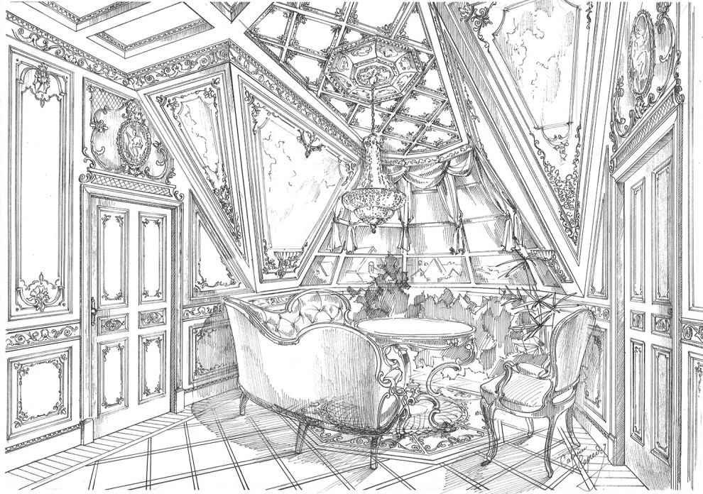 Акварельные эскизы. Загородный дом в Екатеринбурге.