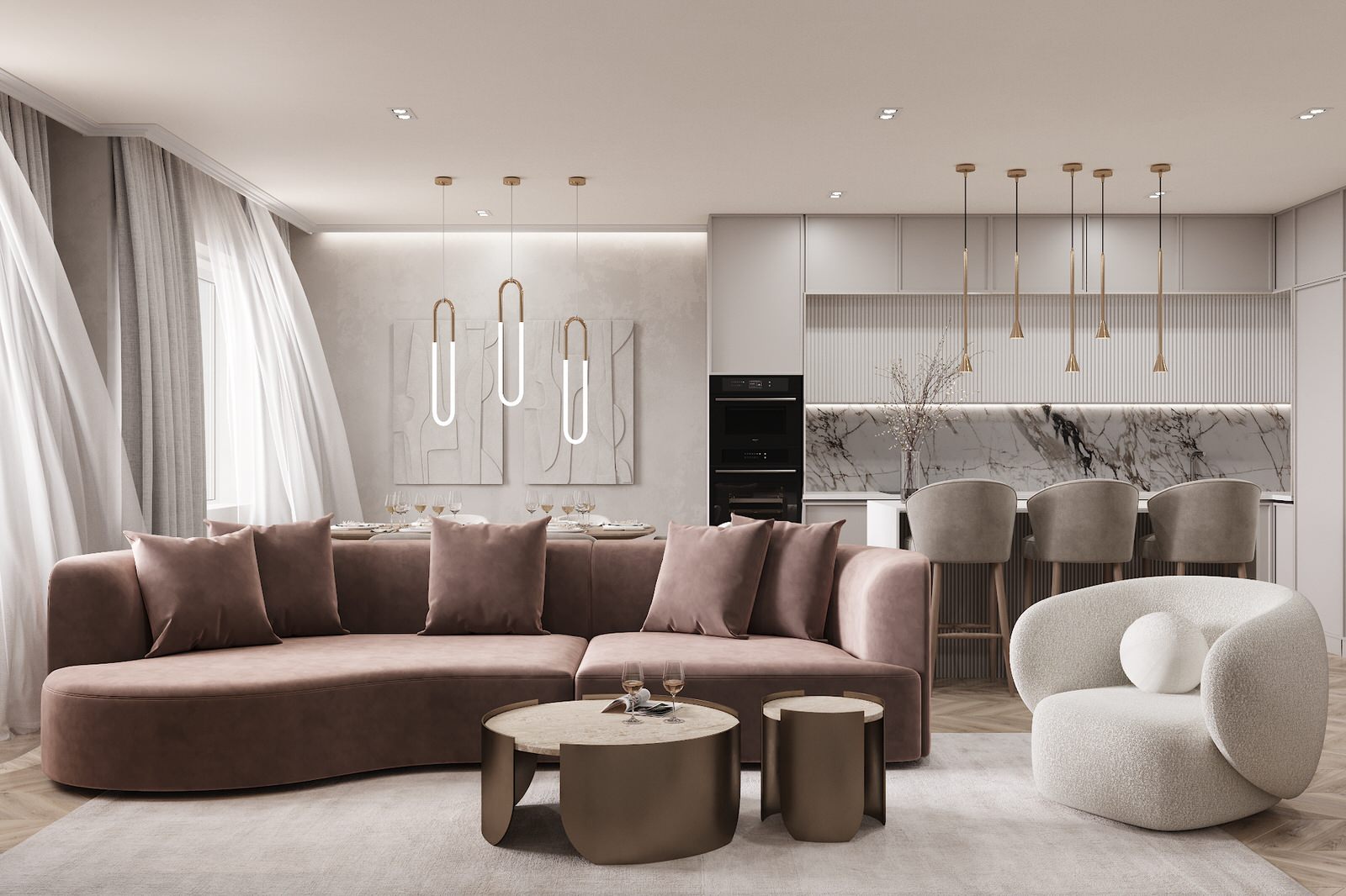 Проект интерьера кухни-гостиной