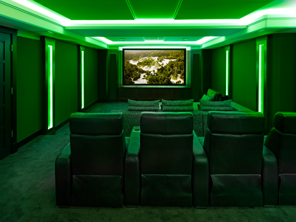 Design ideas for a traditional home theatre in Edmonton.