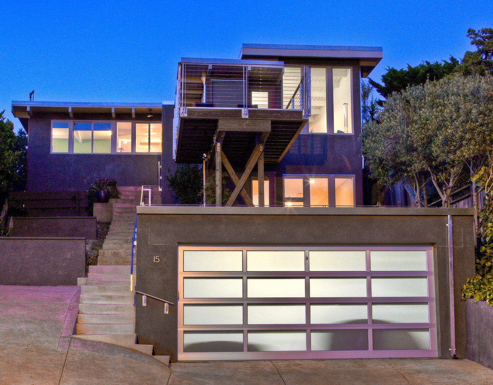 Design ideas for a large modern three-storey exterior in San Francisco.