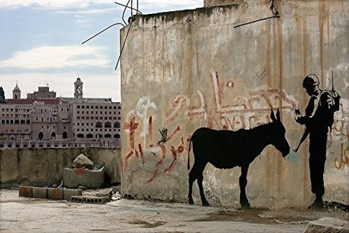 Soldier With Donkey 18x12 Print Poster by Famous Artist Bansky