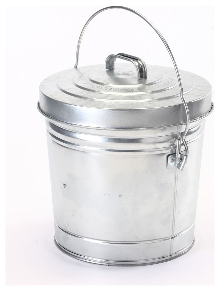 6 Gallon Galvanized Seed Can Transitional Trash Cans by Birds