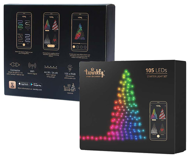 Kurt Adler TwinklyLED Starter Kit 105Light WifiEnabled Light Set Contemporary Holiday