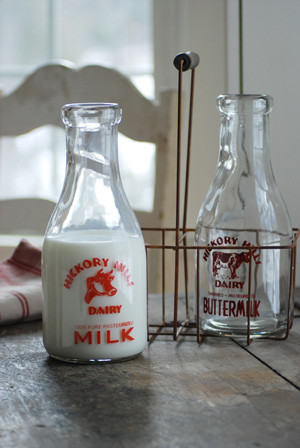 Vintage Milk Bottles and Carrier
