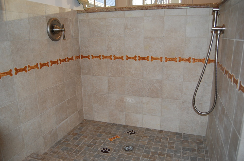Dog Bath with Custom Tile Traditional Bathroom New York by GTG