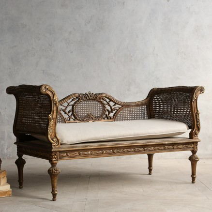 Stunning Curvy Cane Back Louis XVI Style Settee