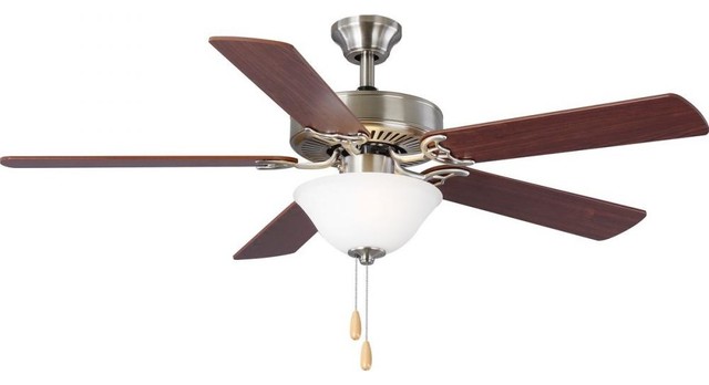 Progress P2599 09 Five Blade 52 Ceiling Fan With White Etched