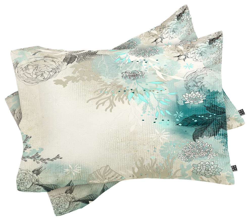 Deny Designs Iveta Abolina Seafoam Pillow Shams, King, King Beach