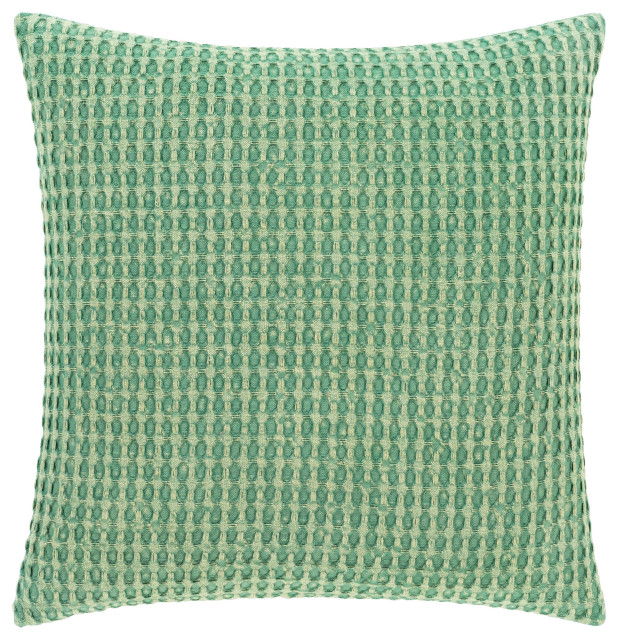 Surya Waffle WFL-001 18"x18" Pillow Cover, Dark Green/Emerald
