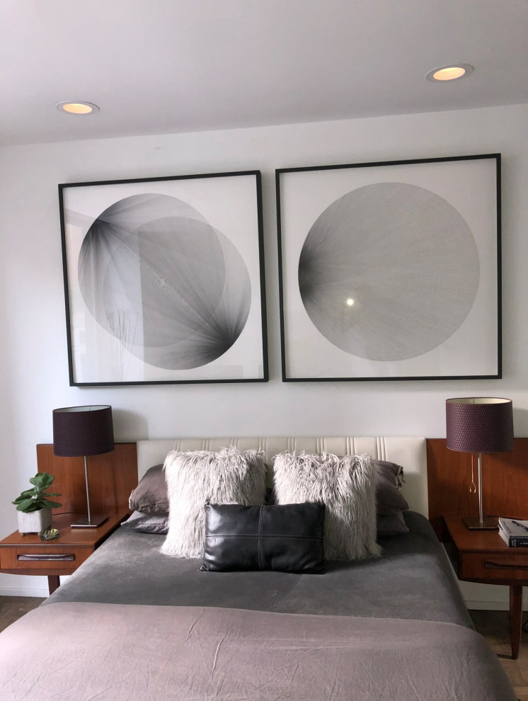 Contemporary artwork from a Chicago emerging talent is stylishly placed