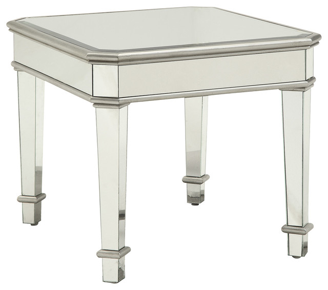 Coaster Square Mirrored End Table Contemporary Side Tables And End
