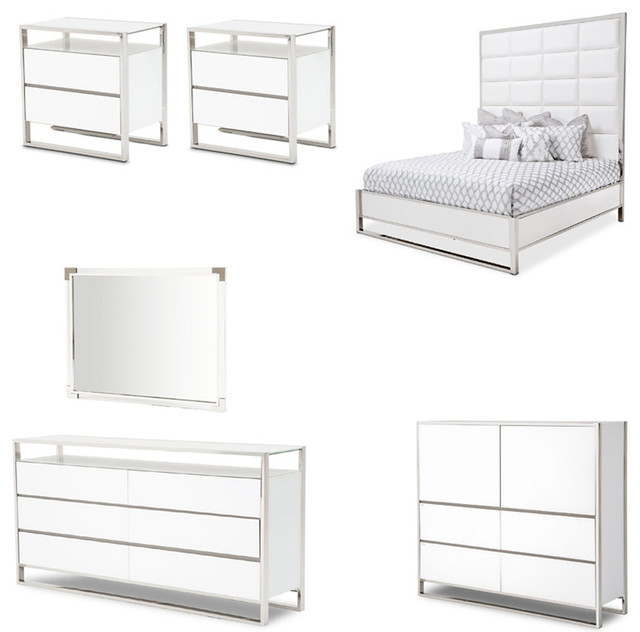 State St 6 Piece Eastern King Metal Panel Bedroom Set Gloss State St 6 Piece Eastern King Metal Panel Bedroom Set Gloss Contemporary Furniture Sets By Greatfurnituredeal
