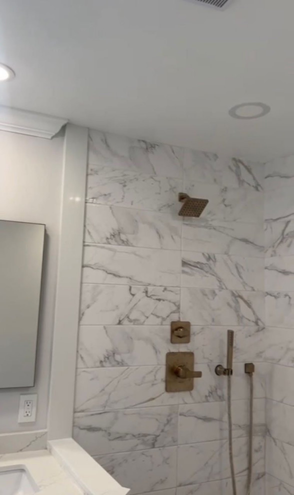 White Granite Oasis Bathroom Remodel
