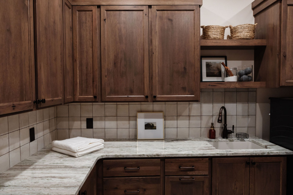 Image showcasing Fantasy Brown Granite Laundry Room - Rustic - Laundry Room - Other - by ...