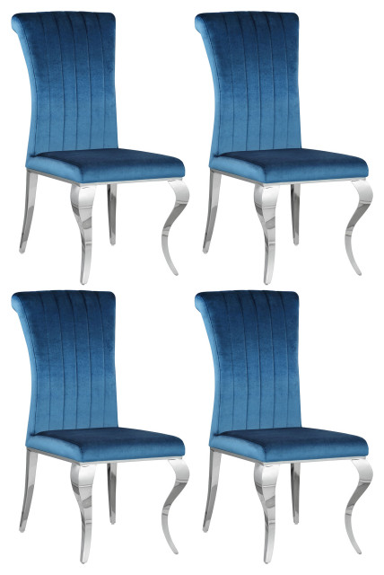 Betty Upholstered Side Chairs Teal and Chrome, Set of 4