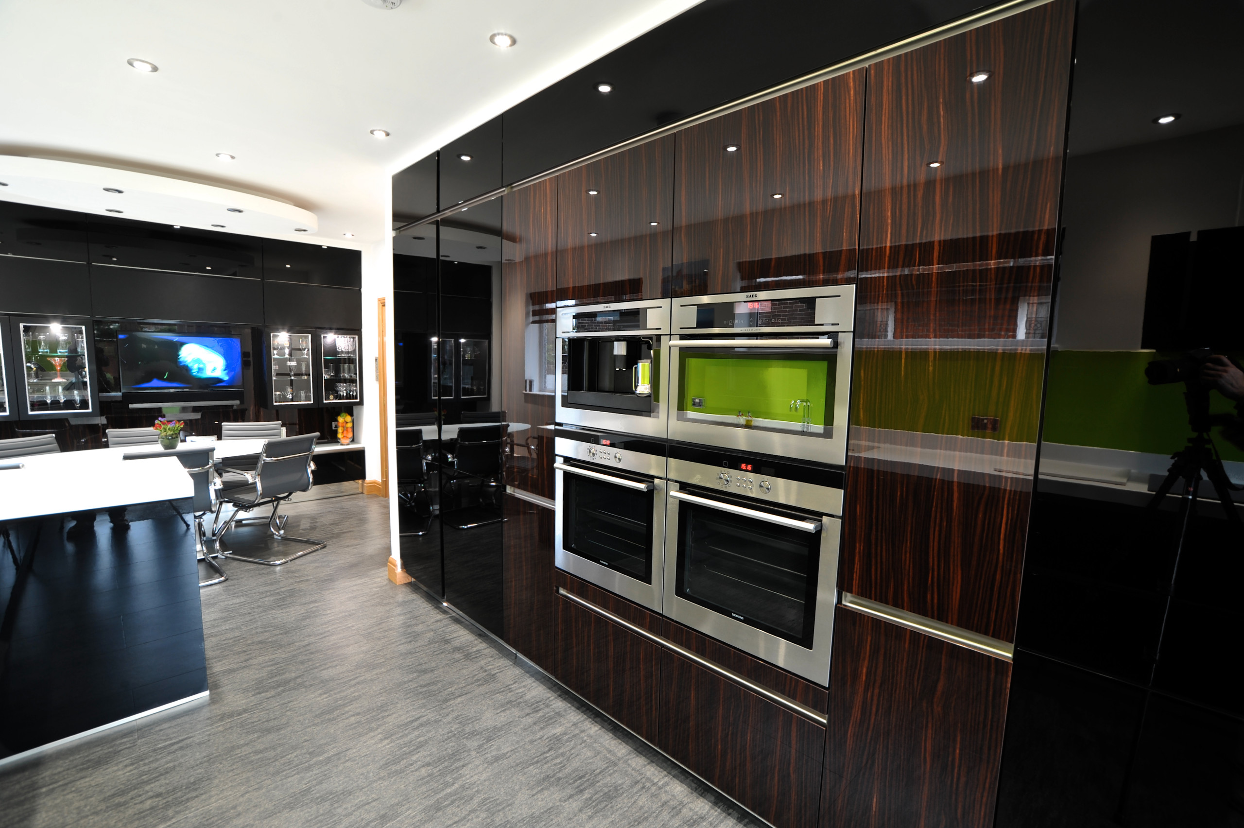 High Gloss Black Handleless Kitchen