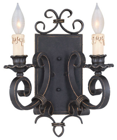 Savoy House Olde World Bourges Forged Black Two-Light Wall Sconce