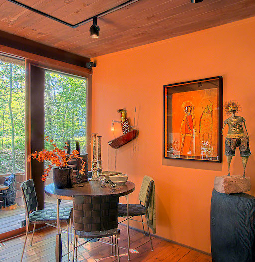 Interior Designer's own home in the woods rustic-dining-room