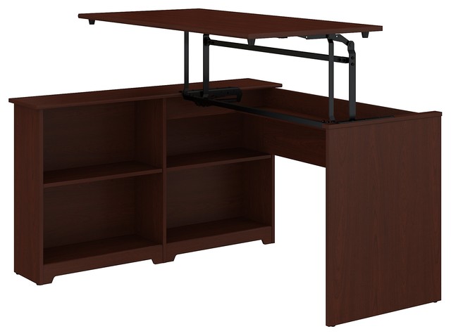 Cabot 3 Position Sit To Stand Corner Bookshelf Desk Transitional