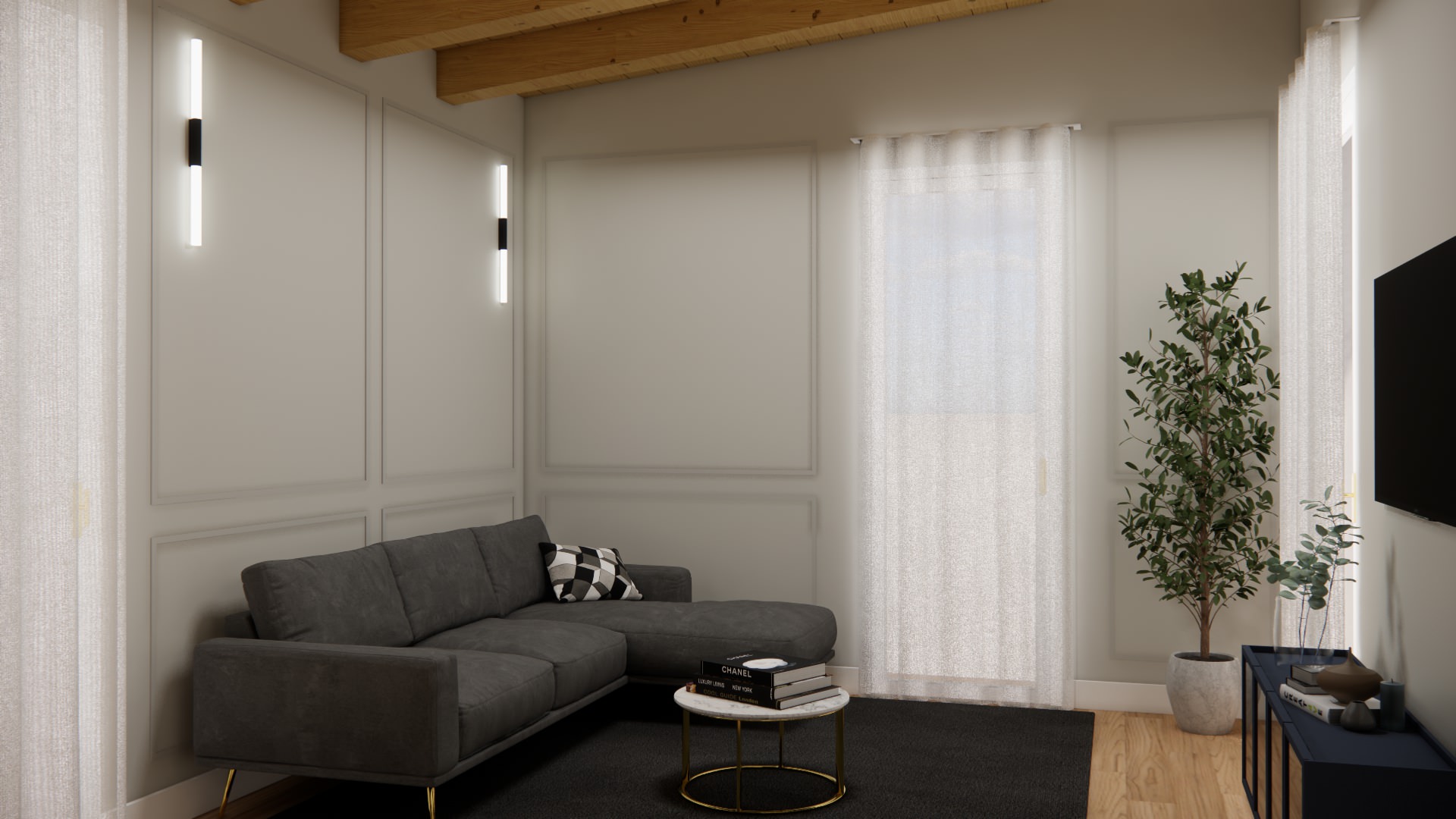 VIA CORTINA D'AMPEZZO | render - Soggiorno
