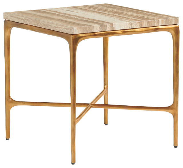 Menlo Park Metal End Table With Stone Top Contemporary Side Tables