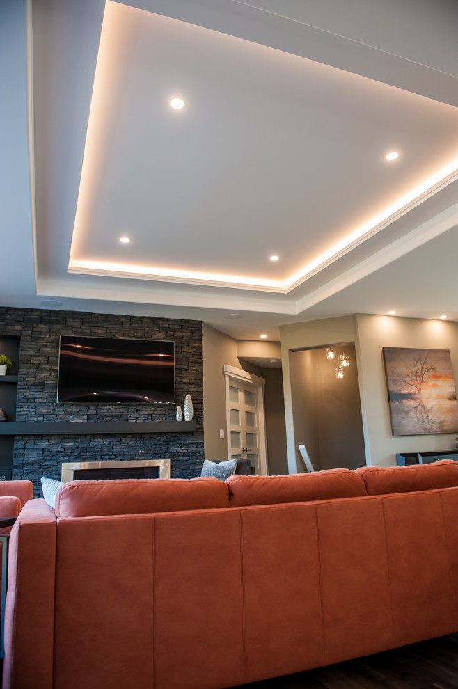 Inspiration for a transitional home design remodel in Edmonton