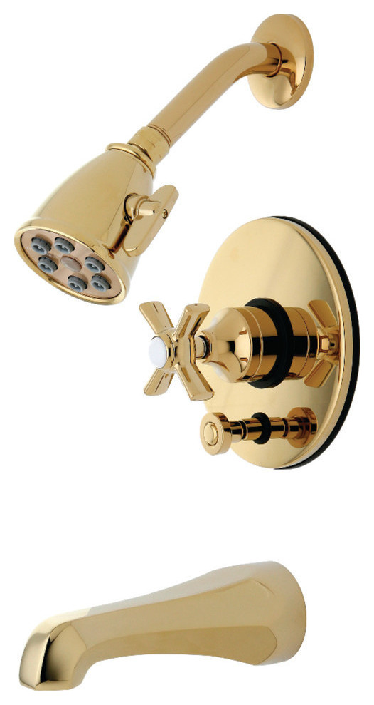Millennium Tub/Shower Faucet, Polished Brass Transitional Tub And Shower Faucet Sets by
