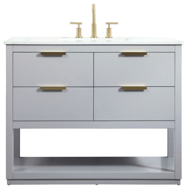 42" Single Bathroom Vanity, Gray, Vf19242Gr Modern Bathroom
