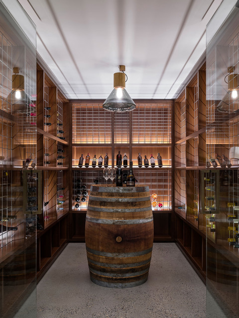 Sticks and Stones Home contemporary-wine-cellar