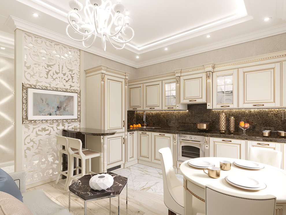 Дизайн проект: Кухня-гостиная, классика, г. Владивосток