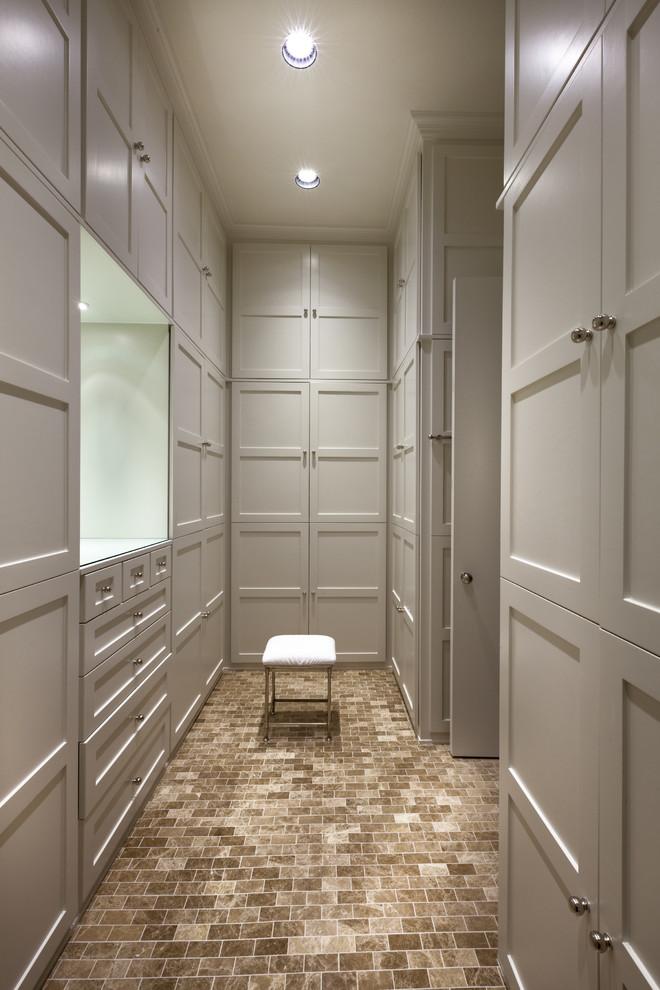 Photo of a contemporary storage and wardrobe in Dallas with ceramic floors.