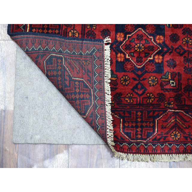 Deep and Saturated Red, Afghan Khamyab, Soft Wool Hand Knotted Rug, 2'8"x6'6"