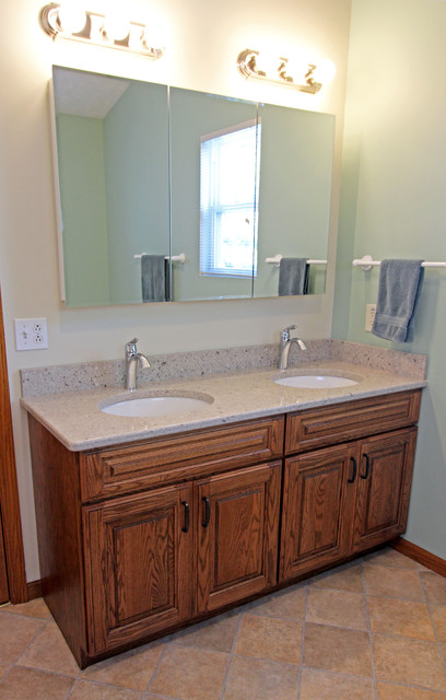 Master Bath Oak Vanity With Cambria Darlington Quartz Countertop