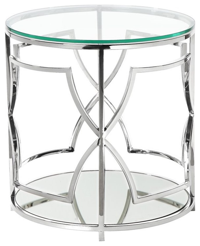 American Home Classic Edward Round MetalGlass Side Table in High