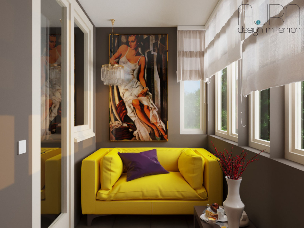 Дизайн квартиры, лоджия в темных тонах