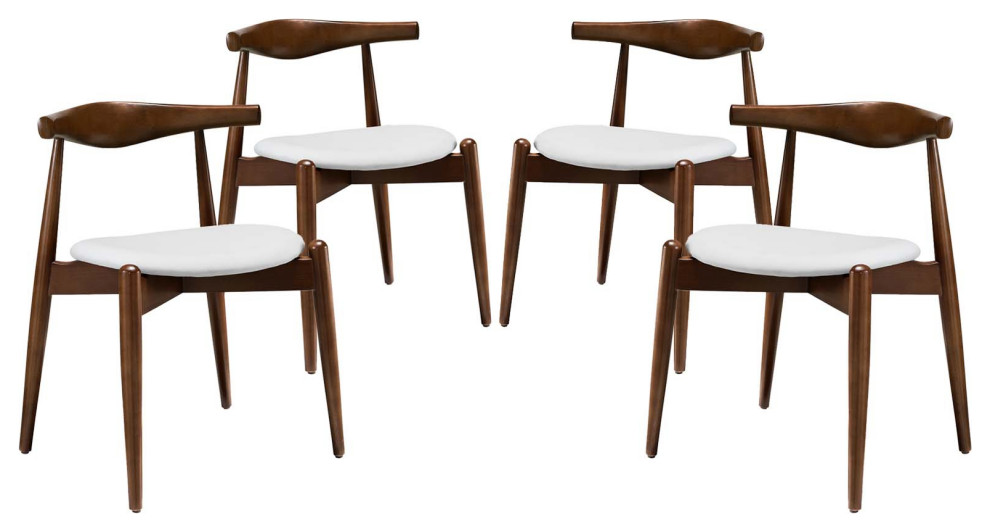 Stalwart Dining Side Chairs Wood, Set of 4 Midcentury Dining Chairs