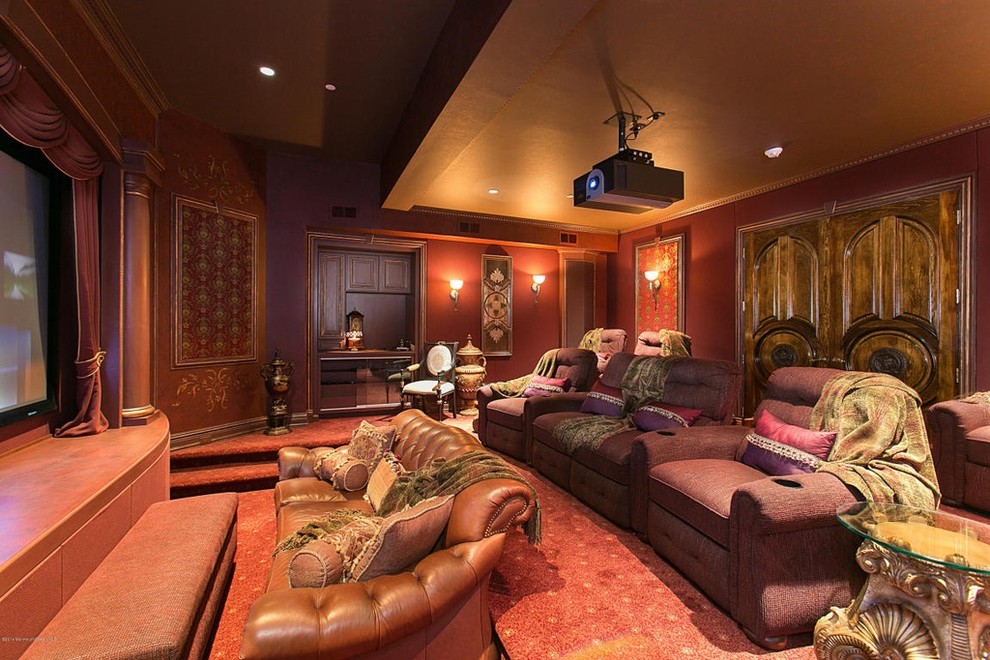 This is an example of a mediterranean home theatre in New York.