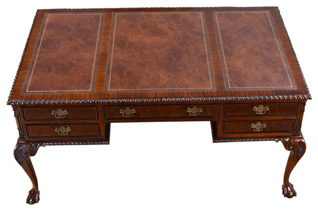 Leather Top Partner Desk Ball And Claw Partner Desk Victorian