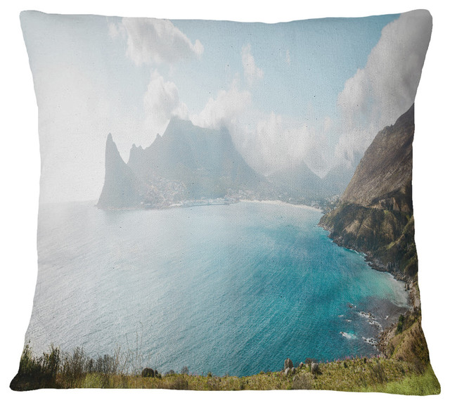 Hout Bay From Chapman Peak Seashore Photo Throw Pillow, 18"x18"