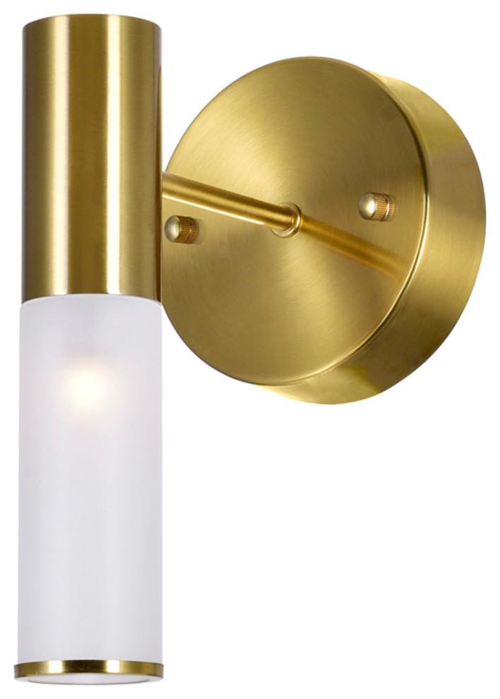 Pipes 1 Light Sconce With Sun Gold Finish Transitional Wall Sconces