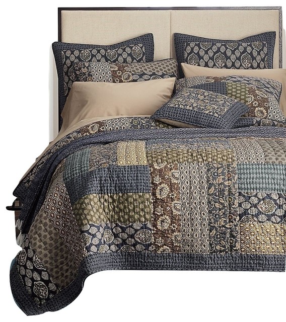 Tache Home Fashion Tache Cotton Royal Chambers Patchwork Floral Quilt