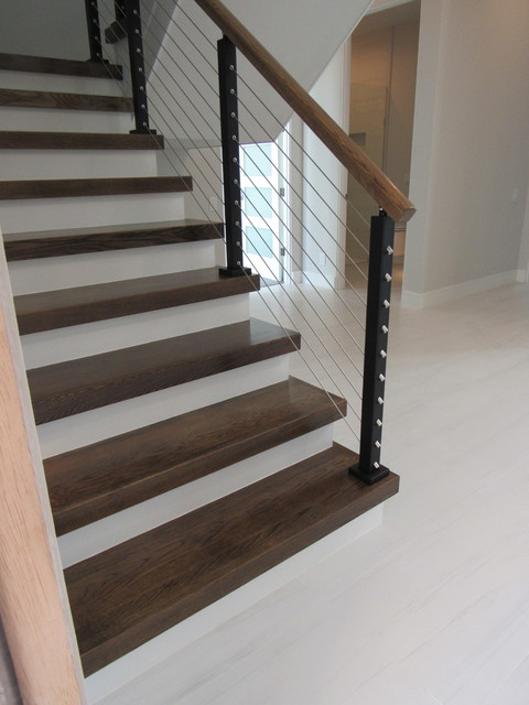 Cable Railing & White Oak Stair in Viera FL--Blakeley Res ...