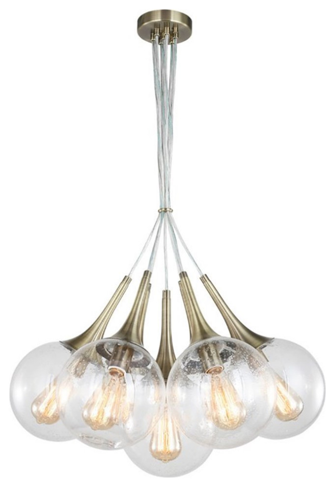 Woodbridge Lighting Alicia 7light Glass Tight Pendant Cluster in Brass
