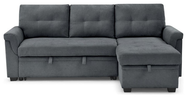 Pemberly Row 2 Piece Upholstered Chaise sectional with USB in Gray